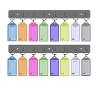 Acrimet Crochets Adhésif pour 8 Porte-Clés em Plastique avec Étiquettes Incluses (Auto-Adhésif au Dos) (Paquet de 2) (Couleurs Assorties)