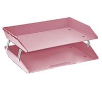 Acrimet Facility Bac à Courrier à 2 Niveaux/Charge Latérale A4, Organiseur de Bureau, en Plastique (Couleur Rose)