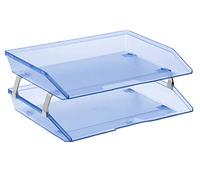 Acrimet Facility Bac à Courrier à 2 Niveaux/Charge Latérale A4, Organiseur de Bureau, en Plastique (Couleur Bleu Transparent)