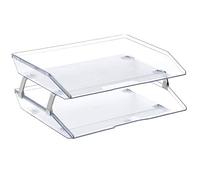 Acrimet Facility Bac à Courrier à 2 Niveaux/Charge Latérale A4, Organiseur de Bureau, en Plastique (Couleur Transparent Cristal)