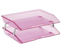 Acrimet Facility Bac à Courrier à 2 Niveaux/Charge Latérale A4, Organiseur de Bureau, en Plastique (Couleur Rose Transparent)
