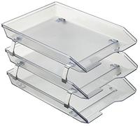 Acrimet Facility Bac à Courrier à 3 Niveaux/Charge Frontal A4, Organiseur de Bureau, en Plastique (Couleur Transparent Cristal)