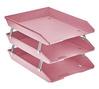 Acrimet Facility Bac à Courrier à 3 Niveaux/Charge Frontal A4, Organiseur de Bureau, en Plastique (Couleur Rose)