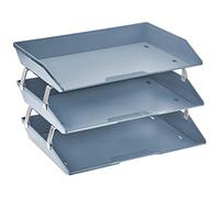 Acrimet Facility Bac à Courrier à 3 Niveaux/Charge Latérale A4, Organiseur de Bureau, en Plastique (Couleur Bleu)