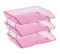Acrimet Facility Bac à Courrier à 3 Niveaux/Charge Latérale A4, Organiseur de Bureau, en Plastique (Couleur Rose Transparent)