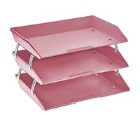 Acrimet Facility Bac à Courrier à 3 Niveaux/Charge Latérale A4, Organiseur de Bureau, en Plastique (Couleur Rose)