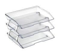 Acrimet Facility Bac à Courrier à 3 Niveaux/Charge Latérale A4, Organiseur de Bureau, en Plastique (Couleur Transparent Cristal)