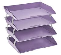 Acrimet Facility Bac à Courrier à 4 Niveaux/Charge Latérale A4, Organiseur de Bureau, en Plastique (Couleur Violet)