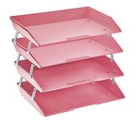 Acrimet Facility Bac à Courrier à 4 Niveaux/Charge Latérale A4, Organiseur de Bureau, en Plastique (Couleur Rose)