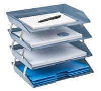 Acrimet Facility Bac à Courrier à 4 Niveaux/Charge Latérale A4, Organiseur de Bureau, en Plastique (Couleur Bleu)