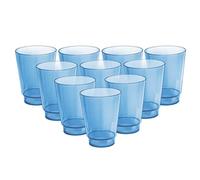 Acrimet Gobelet en plastique, réutilisable, 300 ml | 10 oz, verre à eau empilable, passe au lave-vaisselle, incassable et durable (couleur bleue) (lot de 10)