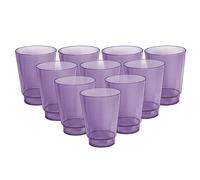 Acrimet Lot de 10 gobelets en plastique, réutilisables, 300 ml, gobelets à eau, lavables en machine, empilables, incassables, durables (couleur violet)