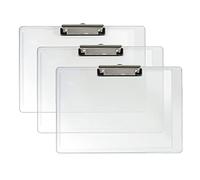 Acrimet Lot de 3 porte-blocs format A4 (24,6 x 34,3 cm) avec clip discret (plastique) (couleur cristal transparent)