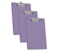 Acrimet Lot de 3 Porte-blocs Format Lettre A4 (34 x 24 cm) avec Pince à Profil Bas et Règles Latérales, Plastique Résistant pour Bureau, École, Maison - Couleur Violet