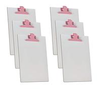 Acrimet Lot de 6 presse-papiers blancs format A4 (33 x 24 cm) avec clip en métal de qualité supérieure (panneau dur) (clip rose)