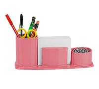 Acrimet Millennium Organisateur de Bureau Porte Stylo, Porte Crayon, Porte Trombones et Feuilles de Papier Inclus (Plastique) (Couleur Rose Unie)