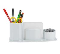 Acrimet Millennium Organisateur de Bureau Porte Stylo, Porte Crayon, Porte Trombones et Feuilles de Papier Inclus (Plastique) (Couleur Blanc)