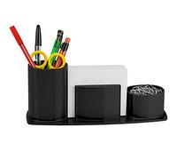 Acrimet Millennium Organisateur de Bureau Porte Stylo, Porte Crayon, Porte Trombones et Feuilles de Papier Inclus (Plastique) (Couleur Noir)
