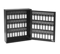 Acrimet Organisateur Armoire à Clés Mural en MDF pour 48 Clés avec Serrure (48 Porte-clés Gris fumée et 48 étiquettes) (Armoire Noir)