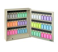 Acrimet Organisateur Armoire à Clés Mural en MDF pour 48 Clés avec Serrure (48 Porte-clés Multicolores et 48 étiquettes) (Armoire Beige)