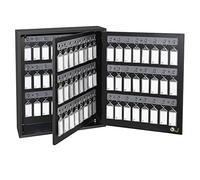 Acrimet Organisateur Armoire à Clés Mural en MDF pour 96 Clés avec serrure (96 porte-clés gris fumée et 96 étiquettes) (Armoire Noir)