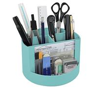 Acrimet Organisateur de Bureau Compact, avec 4 compartiments, porte-crayons rond et emplacement photo. Parfait pour le bureau, l’école, la maison ou le maquillage (Plastique Vert)