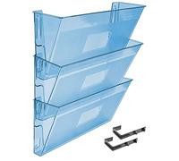 Acrimet Organisateur Mural pour Dossiers Modulaires en Plastique, format Lettre A4 (crochets inclus) (Couleur Bleu Transparent) (Lot de 3)