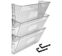 Acrimet Organisateur Mural pour Dossiers Modulaires en Plastique, format Lettre A4 (crochets inclus) (Couleur Transparent) (Lot de 3)