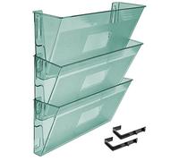 Acrimet Organisateur Mural pour Dossiers Modulaires en Plastique, format Lettre A4 (crochets inclus) (Couleur Vert Transparent) (Lot de 3)