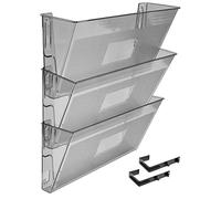 Acrimet Organisateur Mural pour Dossiers Modulaires en Plastique, format Lettre A4 (crochets inclus) (Couleur Fumeé Transparent) (Lot de 3)