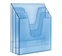 Acrimet Organisateur Vertical à Trois Compartiments pour Dossiers, Trieur de Fichiers (Plastique) (Couleur Bleu Transparent)