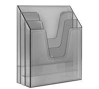 Acrimet Organiseur de Classeur Vertical Triple, Trieur de fichiers (Plastique) (Couleur Gris Fumé)