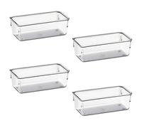 Acrimet Organiseur de Tiroir Modulaire, Boîte de Rangement avec Plateaux pour Bureau, Maison, Maquillage, Cuisine, Tiroir à Désordre (4 Pièces) (Plastique Cristal Transparent)