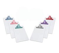 Acrimet Porte-bloc Blanc Format Mémo A5 (23 x 16 cm) avec Pince Métallique Premium (Carton Rigide) (Pinces de Couleurs Assorties) (Lot de 6 pièces)