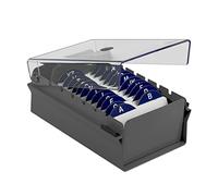 Acrimet Porte-Cartes de Visite, Boîte de Rangement, Base en Métal Couleur Gris et Couvercle en Plastique Transparent (Inclut des cartes d'index AZ - 95 mm x 68 mm; un séparateur en plastique)