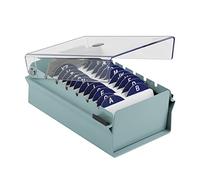 Acrimet Porte-Cartes de Visite, Boîte de Rangement, Base en Métal Couleur Vert et Couvercle en Plastique Transparent (Inclut des cartes d'index AZ - 95 mm x 68 mm; un séparateur en plastique)