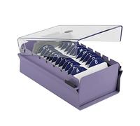 Acrimet Porte-Cartes de Visite, Boîte de Rangement, Base en Métal Couleur Violet et Couvercle en Plastique Transparent (Inclut des cartes d'index AZ - 95 mm x 68 mm ; un séparateur en plastique)