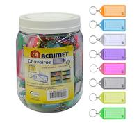 Acrimet Porte-clés en plastique avec anneau en métal et fenêtre pour étiquette (Couleurs assorties) (Lot de 120)