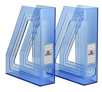 Acrimet Porte-revues de Bureau Vertical, Bleu Transparent, Lot de 2 | Plastique Durable, pour Bureau et Maison, Rangement pour Dossiers et Courrier, Gain de Place