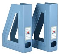 Acrimet Porte-revues de Bureau Vertical, Bleu Uni, Lot de 2 | Plastique Durable, pour Bureau et Maison, Rangement pour Dossiers et Courrier, Gain de Place