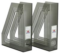 Acrimet Porte-revues de Bureau Vertical, Gris Fumé, Lot de 2 | Plastique Durable, pour Bureau et Maison, Rangement pour Dossiers et Courrier, Gain de Place
