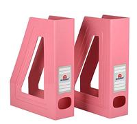 Acrimet Porte-revues de Bureau Vertical, Rose Uni, Lot de 2 | Plastique Durable, pour Bureau et Maison, Rangement pour Dossiers et Courrier, Gain de Place
