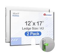 Acrimet Support Mural pour Panneau de Format Ledger A3, en Plastique Cristal Transparent avec Adhésif au Dos, Parfait pour Afficher au Bureau, au Restaurant, à l'École, à la Maison (lot de 2)
