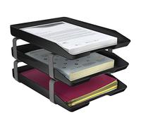 Acrimet Traditional Corbeille à Courrier 3 Étages A4 (Plastic Durable) (Couleur Noir)