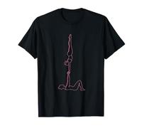 Acro Yoga Line Art Couple Handstand Base Flyer Minimaliste T-Shirt