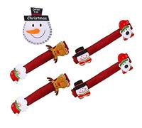 Acronde Lot de 4 housses de poignée de porte de réfrigérateur de Noël et 1 autocollant bonhomme de neige, protection de poignée de porte de four, micro-ondes, lave-vaisselle pour décoration de Noël