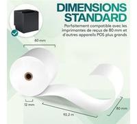 ACROPAQ 10 Rouleaux de Caisse 80x80x12mm- Thermique 92,2 m-Terminaux de paiement- 10 Bobines TPE- Sans BPA- Dimension Universelle G