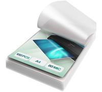 ACROPAQ 100 Feuilles plastifieuse A4 80 microns- 100 pochettes de Plastification- Standard- Brillantes- Coins arrondis