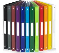 ACROPAQ - 12 x Classeur souple A4-4 anneaux - Avec étiquettes de dos, Dos de 2,5 cm, Couleur Arc de Couleur de la collection Nature - Petit classeur plastique A4 souple, Classeurs 4 anneaux, Farde