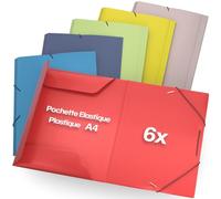 ACROPAQ - 6 x Chemise à Élastiques A4 - Jusqu'à 200 pages, Dos de 2,5cm, Fermeture Élastique, Été, Collection de Couleurs 'Nature' - Chemises à Dossier, Pochette Plastique, Range Document